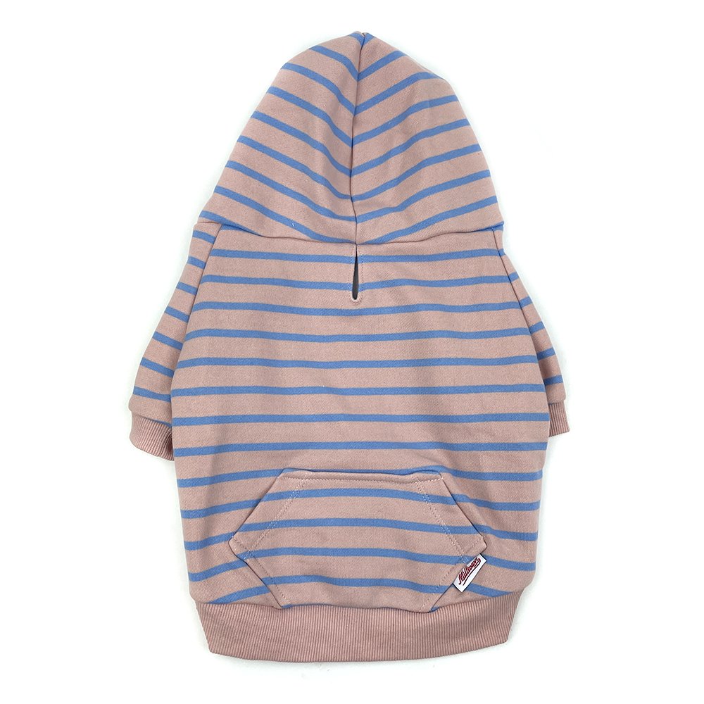 Dog Zip Up Hoodie  - Pink x Blue Stripe