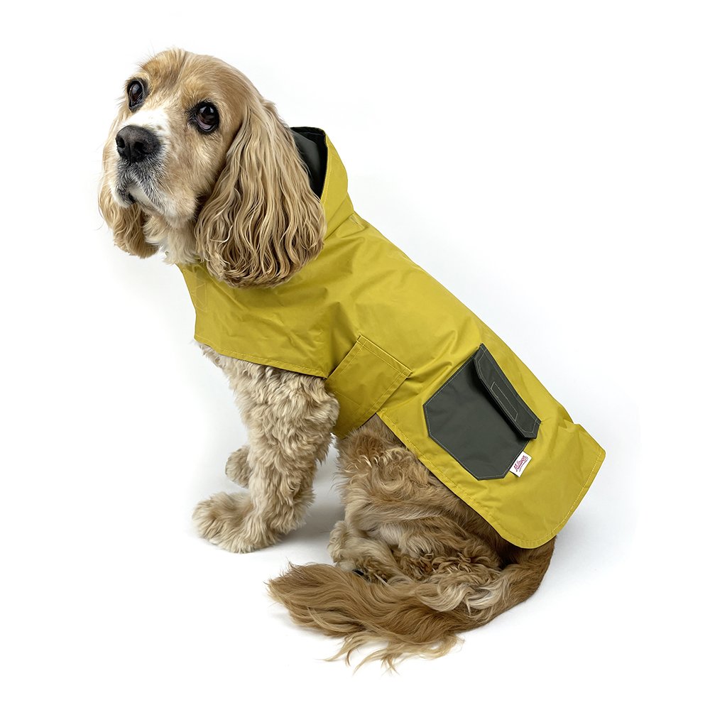 Dog Reversible Rain Coat - Olive-Mustard