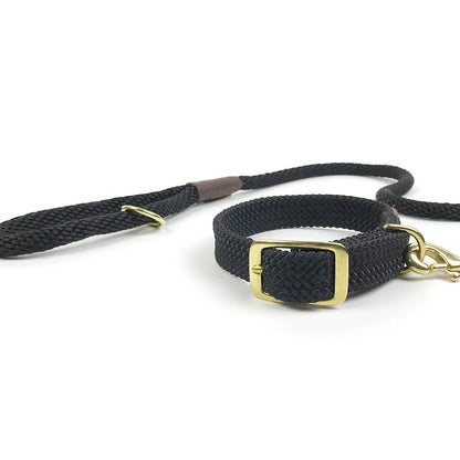 Mendota Double Braid Dog Collar - Black