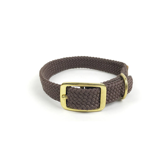 Mendota Double Braid Dog Collar - Dark Brown
