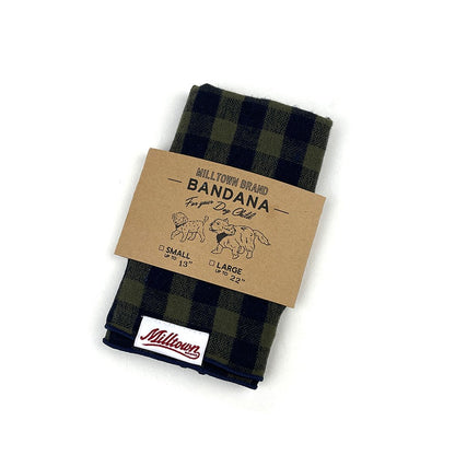 Square Dog Bandana - Olive Buffalo Plaid