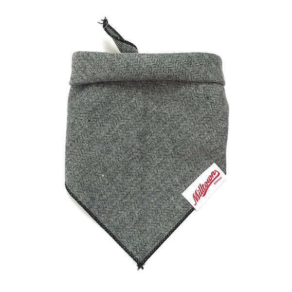 Dog Bandana  - Grey Herringbone Flannel